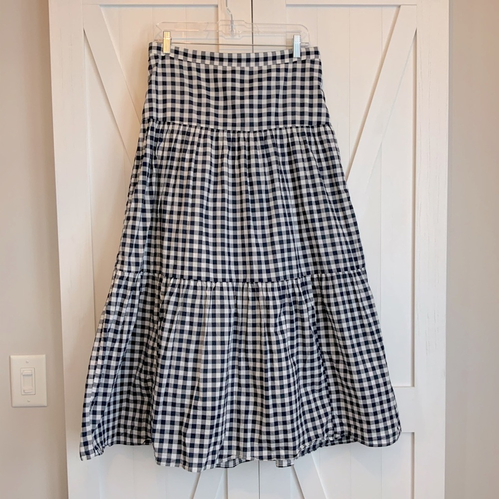 Jcrew factory gingham tiered skirt